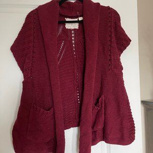 Anthropologie Maroon Open Sweater Vest